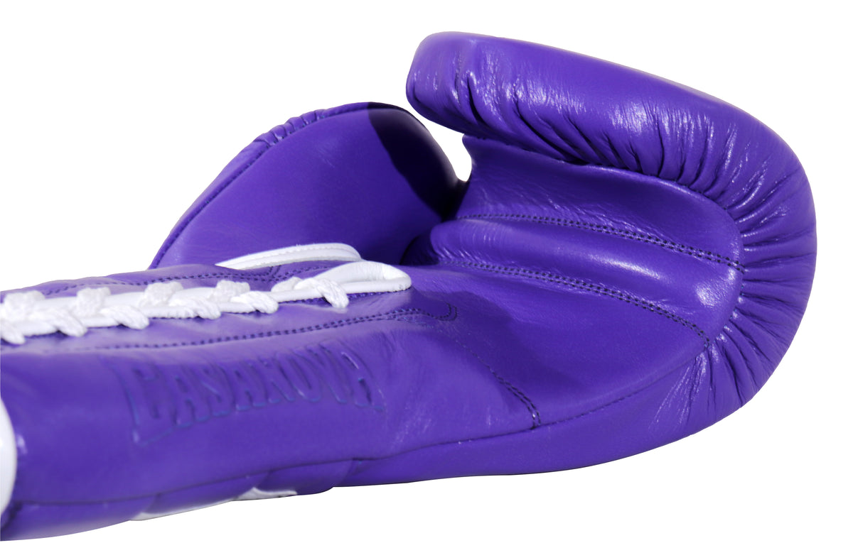 NEW) Casanova® Boxing Professional Lace-Up Boxing Gloves - Purple