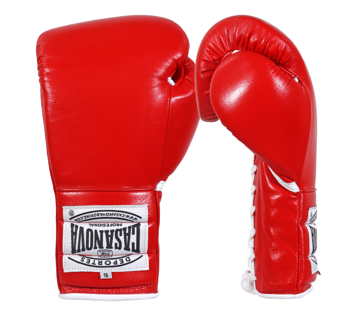 NEW) Casanova® Boxing Professional Lace-Up Boxing Gloves - Red