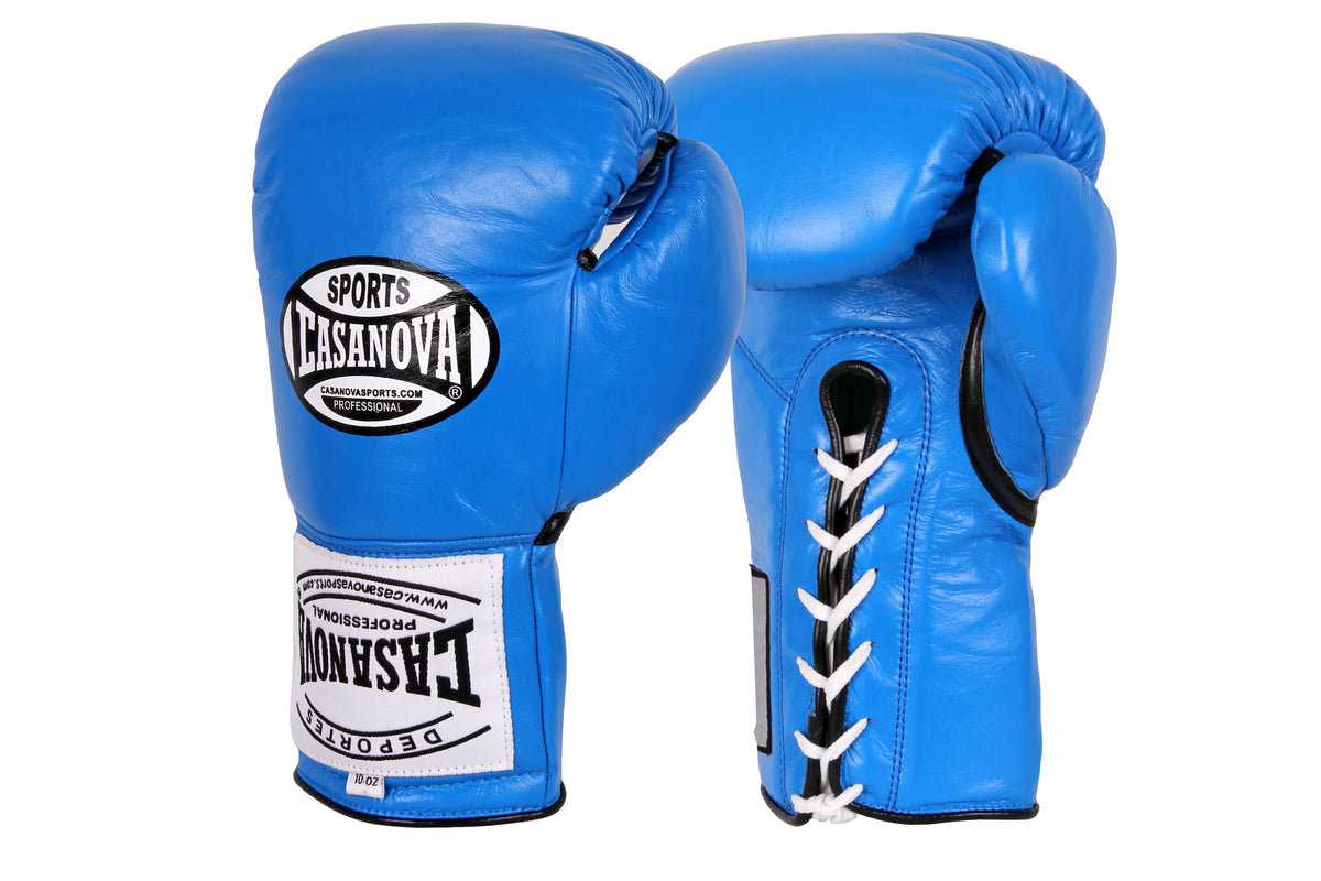 Casanova Boxing® Professional LaceUp Fight Gloves Blue