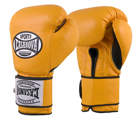 Casanova Boxing® Professional Hook & Loop Training Fight Gloves - Yellow