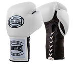 Casanova Boxing® Professional Lace Up Training Gloves - White w/ Black Palm