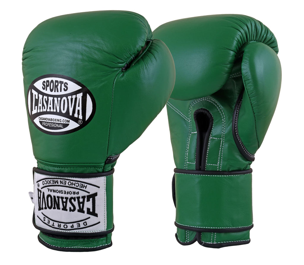 Casanova Boxing® Professional Hook & Loop Training Fight Gloves - Gree