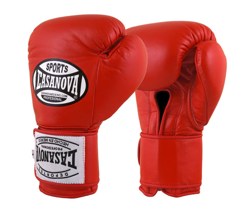 Casanova Boxing® Professional Hook & Loop Training Fight Gloves - Red