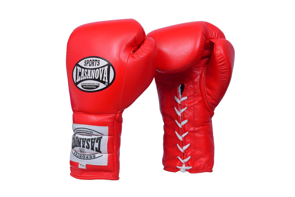 Casanova Boxing® Professional Lace Up Training Gloves Red