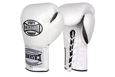 Casanova Boxing® Professional Lace-Up Fight Gloves - White