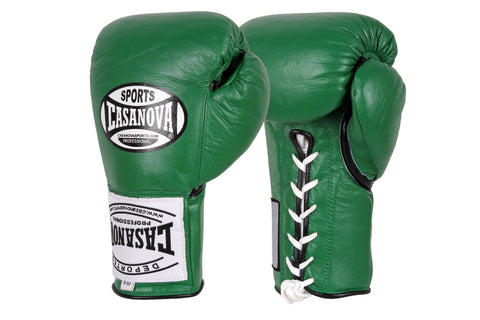 Casanova Boxing® Professional Lace-Up Fight Gloves - Green