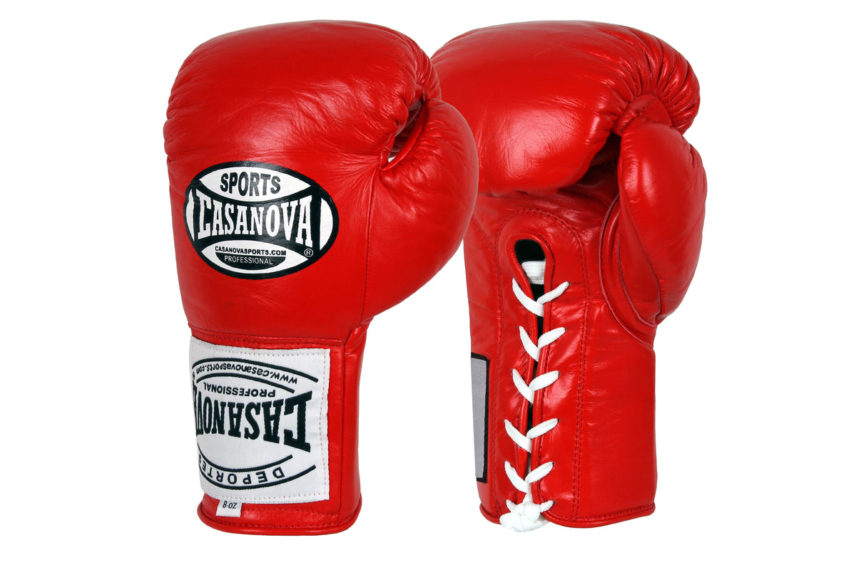 Casanova Boxing® Professional LaceUp Fight Gloves Red
